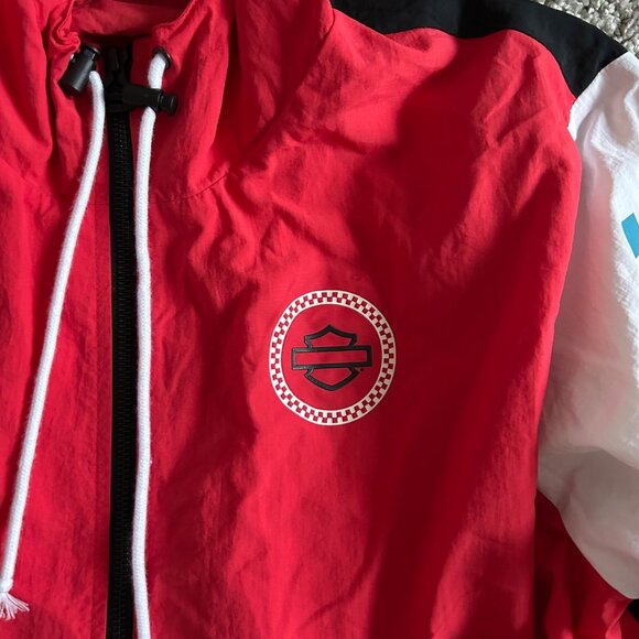 Harley-Davidson Colorblock Pullover Windbreaker Jacket Hooded With Graphics - Picture 8 of 13